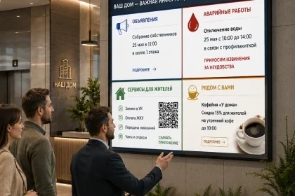 LED-экран для ЖК и управляющей компании: объявления, аварийные работы, сервисы и локальная реклама